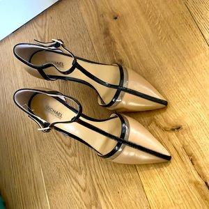 Nude and black Michael Kors heels